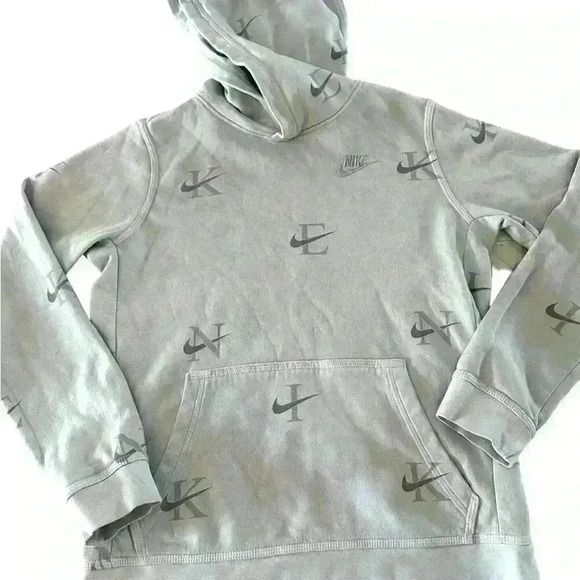 Nike Sportswear Club Pullover Basketball Print Gray Size L - Picture 5 of 10